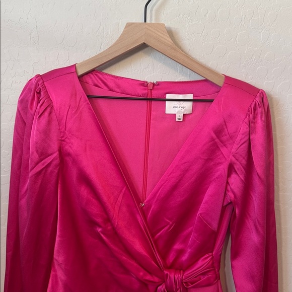 NWOT Cinq a Sept Layne Dress Faux Wrap Dress Pink Dahlia Size 2 - Picture 4 of 8